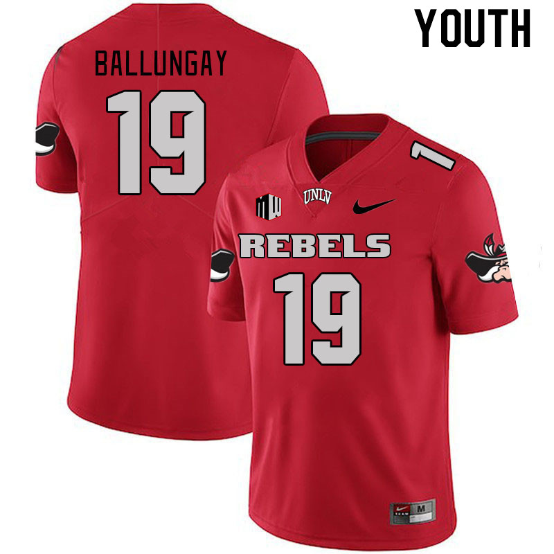 Youth #19 Kaleo Ballungay UNLV Rebels 2023 College Football Jerseys Stitched-Scarlet
